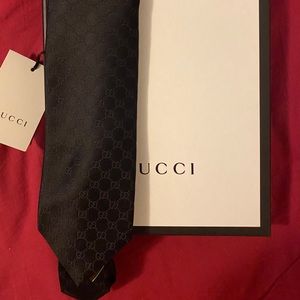 Gucci Black Monogram Men’s Silk Tie